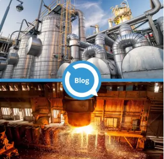Blog overlay on images of industrial factory and molten metal, symbolizing manufacturing advancements.